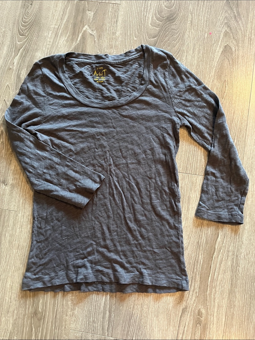 J. Crew Artist T 100% cotton Scoop Neck long sleeve Tee. Charcoal grey. Medium